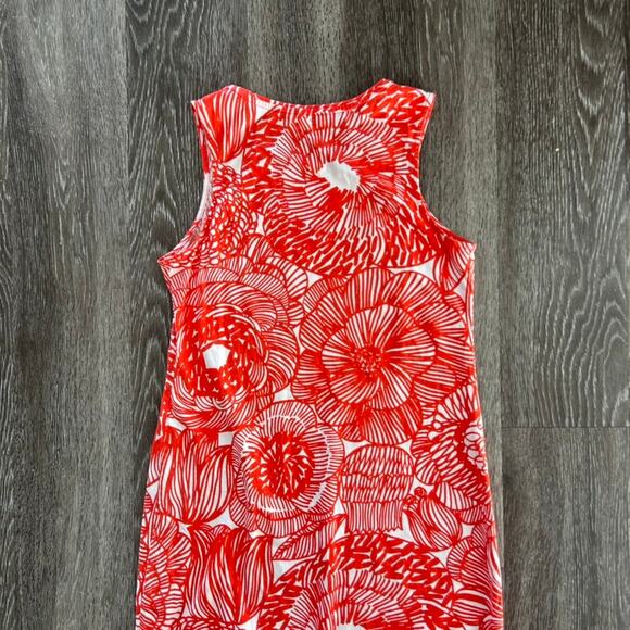EUC Marimekko Red Floral Print Sleeveless Cotton Dress Small Valve 100% Cotton - Picture 6 of 13